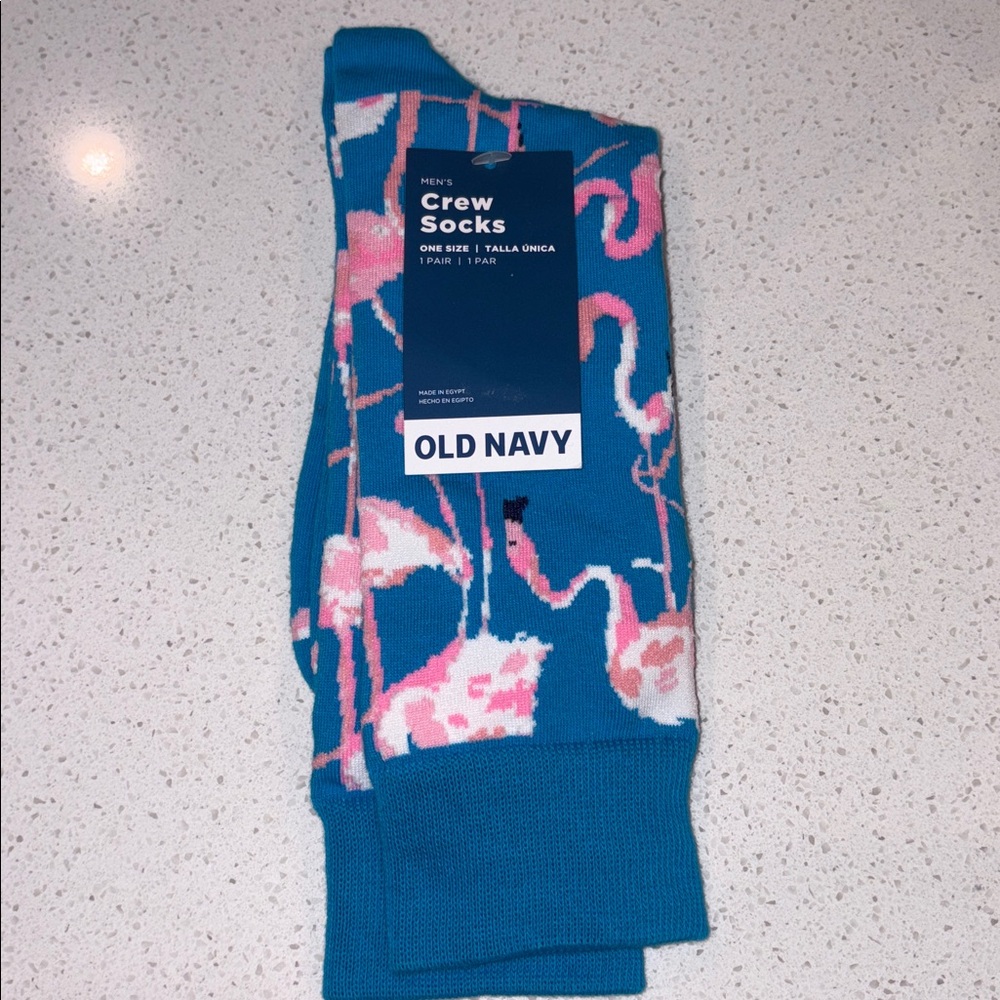 Old Navy Vibrant Flamingo Crew Socks men’s OS